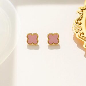 Pink Clover Set – Halskette, Armband & Ohrringe