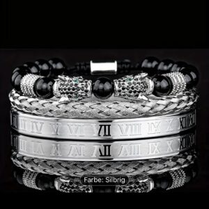 Armband-Set „Roman Panther“ – Edelstahl & Onyx
