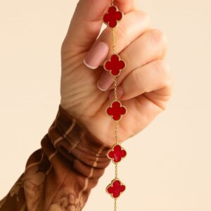 Clara Rouge Gold Clover Bracelet