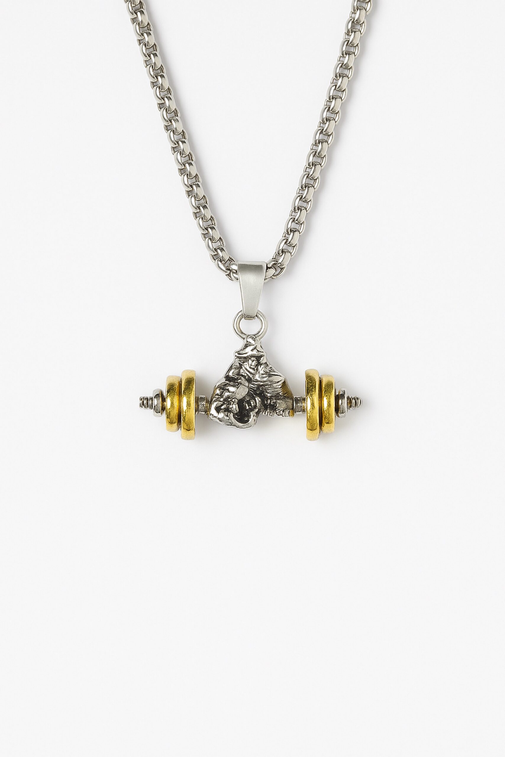 PowerGrip Dumbbell Necklace – Gold & Steel Edition – Bild 2